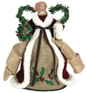 Santa's Workshop 16" Country POINSETTA TREE Topper Angel TAN - Picture 1 of 12