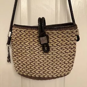 Vintage Brighton Straw Woven Crossbody Shoulder Bag - Picture 1 of 20