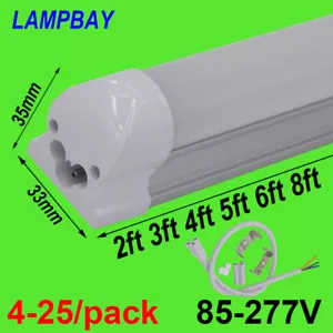 LED Tube Light 2ft 3ft 4ft 5ft 6ft 8ft 48WT8 Integrated Bulb Linear Lamp Fixture - Picture 1 of 6