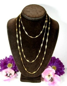 Vintage TRIFARI Pair of SPIRAL FILIGREE LINKS NECKLACES Goldtone 24" and 34" - Picture 1 of 9