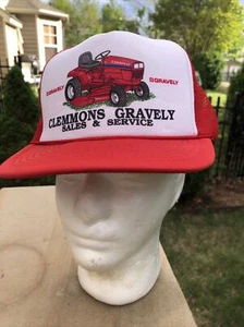 VTG 80s GRAVELY Tractor Dealer Watchung NJ Red & White Snapback TRUCKER HAT - Picture 1 of 7