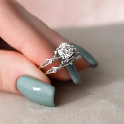 IGI Lab Grown 1.15 Ct Round Cut Diamond Solid 950 Platinum Engagement Ring Set - Imagem 1 de 4