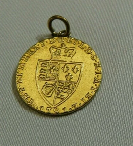 1791 Great Britain King George III Spade 1 Guinea Gold Coin 8.6g w/loop - Picture 1 of 4