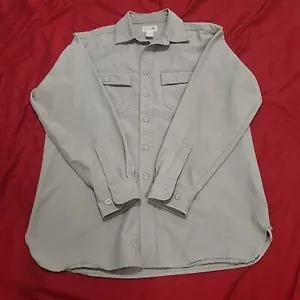 LL Bean Button Up Shirt Mens Medium Green Heavy 0MT03 Work Pocket - Picture 1 of 5