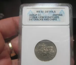 2005-P (USA) OCEAN VIEW SCRATCHED DIE CRACKS AND CHIPS ---- MS 60-- ANACS - Picture 1 of 4
