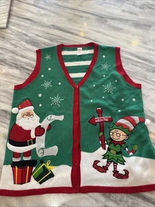 Vintage Weihnachtspullover Bester Weihnachtsmann und Elfen Größe 2x - Bild 1 von 8