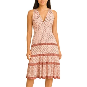 Free People Bella Notte Pink Combo Floral Midi Dress Sleeveless Women’s Size 6 - Picture 1 of 10