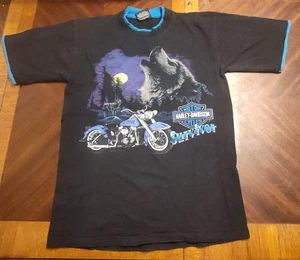 Camiseta Harley-Davidson Wolf Survivor 1993 vintage talla M Salinas CA - Imagen 1 de 8