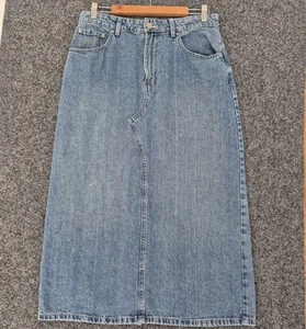 Decjuba Maxi Denim Skirt Womens Size 12 Blue Long Pencil Cotton Comfort Split - Picture 1 of 9