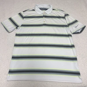 Nike Golf Polo Dri Fit Tour Performance Stretch Striped Short Sleeve Mens Medium - Picture 1 of 9
