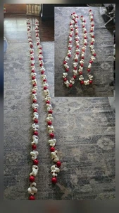 Vintage Paar 2 Faux Popcorn Girlande Schnüre Weihnachten Kunststoff Blasformen 12' - Bild 1 von 7