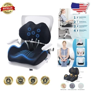 Large Comfort Seat Cushion, Black Memory Foam, Lumbar Support Pillow - Picture 1 of 10