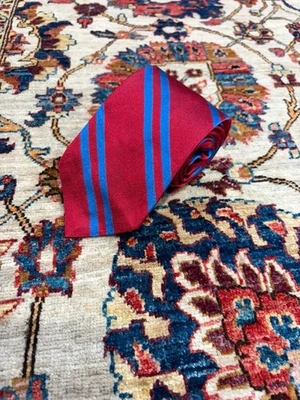 Corbata de Seda Italiana J.Crew Rojo Azul Repp Rayas Hecha a Mano EE. UU. Clásica Preppy Foto 1 de 4