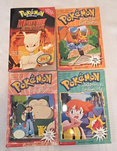Pokemon Books Lot Of 4 Scholastic PB Mewtwo Ash 3 First Prints 1st Movie Pics - Picture 1 of 22