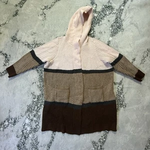 Torrid Sweater Womens Size 3X Brown Multicolor Block Yarn Coatigan Hooded - Picture 1 of 8