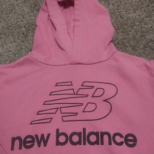 New Balance Hoodie Kids Size Large Pink Pullover Kangaroo Pocket Sporty Bold - Picture 1 of 7