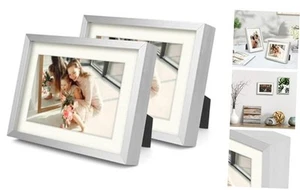Picture Frame - Display Photos 4x6 with Mat or inch Without Mat - 5x7 Silver - Picture 1 of 7