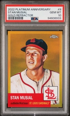 2022 Topps cromo platino aniversario Stan Musial #9 refractor de oro PSA 10 Foto 1 de 2