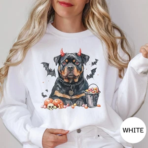 Rottweiler Halloween Dog Lover Pet Shirt Gildan Shirt Sweatshirt - Picture 1 of 4