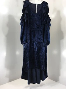 NY Collection Women Plus Petite Cold Shoulder Velvet Cocktail Dress Navy 2X NWT= - Picture 1 of 9