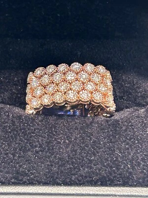 Sonia B.  Designer 14k Rose Gold and Diamond (3.23 Ct) cluster Flex Band ring. - Image 1 of 4