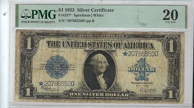 1923 $1 Silver Certificate FR-237* - "Star Note" - Graded PMG VF 20 - Image 1 of 2