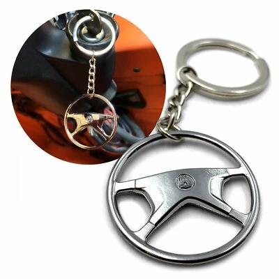 1972-80 VW 4 Spoke Chrome Steering Wheel Key Chain samba camper bug dkw Bus KDF - Image 1 of 4