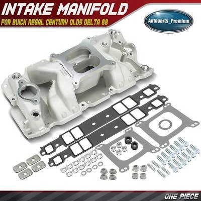 AIR Gap Dual Plane Intake Manifold w/ Gaskets for Small Block Chevy SBC 262-400 - Image 1 of 4