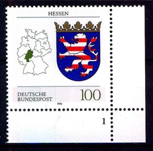 1660** Wappen der Bundesländer - Hessen - Eckrand mit Formnummer 1 - Bild 1 von 1