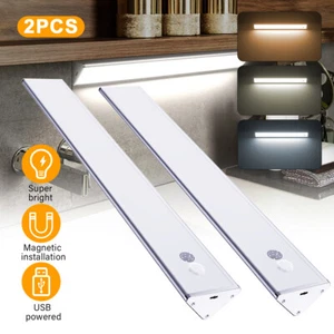 2Pcs Rechargeable LED Motion Sensor Under Cabinet Closet Light USB Mirror Lights - Picture 1 of 12