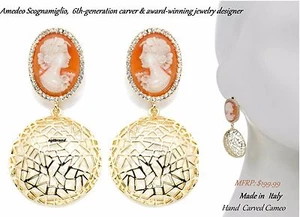 Pendientes con cúpula enmarcados AMEDEO NYC ® ""Pop"" CZ diseño vintage cameo tono dorado tono dorado - Imagen 1 de 7