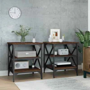 NNEVL Side Tables 2 pcs Brown Oak 40x42x50 cm Engineered Wood - Picture 1 of 10