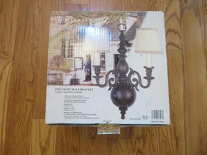 Williamsburg 2 Light Wall Sconce w/Fabric Shades Ornate Bronze 12x12-5/8" New - Picture 1 of 10