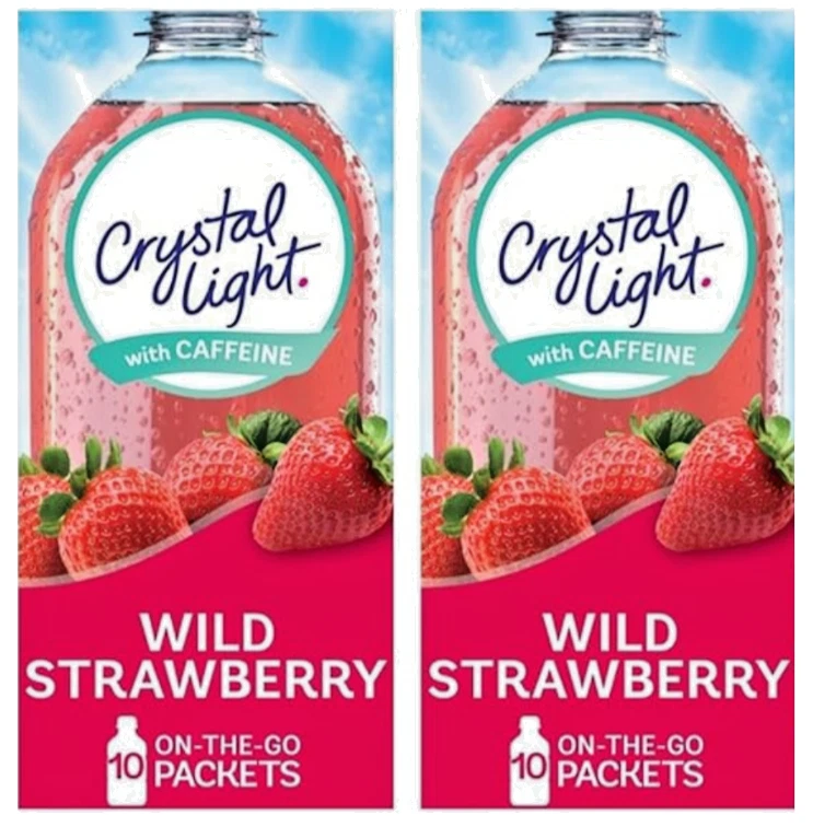 Mezcla de fresas silvestres Crystal Light On-The-Go con cafeína 10 quilates (2 paquetes) Foto 1 de 1