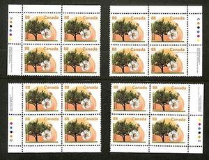 Canada - Scott 1373ii - Matched Set of Plate Blocks - Elberta Peach - MNH - 1995 - Picture 1 of 1