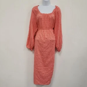 Old Navy Womens Maternity Midi Dress Size L Balloon Sleeve Peasant Cottagecore - Picture 1 of 12