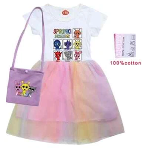 Cute Sprunki- Cartoon Kids Dress Summer Clothes Sleeveless Mesh Princess Dresses - Picture 1 of 28