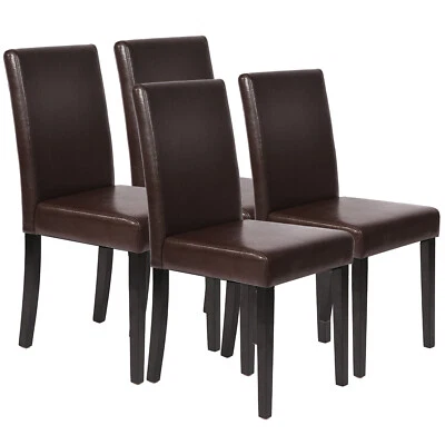 Juego de 4 sillas de comedor, sillas de comedor, sillas de comedor laterales de cuero PU cojín Foto 1 de 4