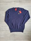 LUKE 1977 Men's Depardieu V Neck Knitted Jumper Sweat Pullover Navy, S RRP 60