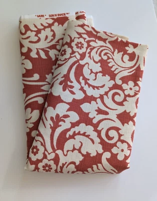 Coral & White Heavy Weight Canvas Upholstery Fabric - Image 1 of 4