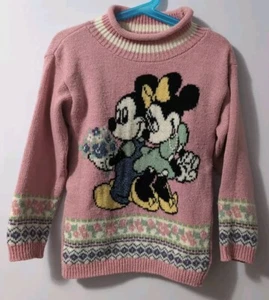 Vintage Mickey's Stuff For Kids Pink Sweater Mickey Minnie Mouse Disney Medium 6 - Picture 1 of 6