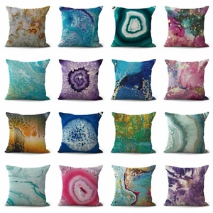 set of 12 rock gemstone marble abstract cushion covers dorm room wick - Picture 1 of 11