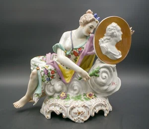 Dresden Potschappel Porzellan Figur August der Starke Dame Akt Portrait Bild - Picture 1 of 12