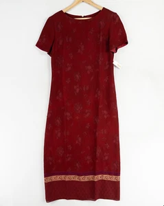 Maxi Vestido De Colección Talbots Para Mujer 10 Rojo Floral 100% Rayón Forrado Manga Corta Nuevo - Imagen 1 de 8