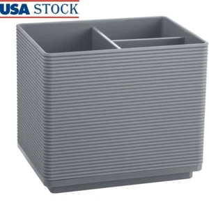 Soft Touch Ribbed Plastic Organizer 3 Compartment Storage Bathroom Accessory New - Picture 1 of 6