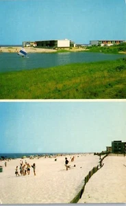 Vintage Postcard Silver Lake & Strand Dewey Beach Hobo Beach Motel DE Rehoboth - Picture 1 of 4