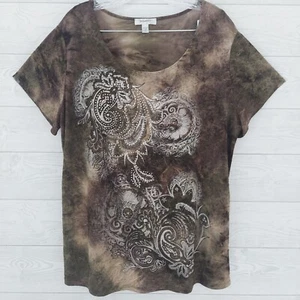 DRESSBARN Rhinestone Top 1X Short Sleeve Stretch - Bild 1 von 6