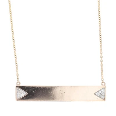 Collar redondo de oro rosa de 10 k de 3,68 gramos de oro rosa de 15,5" con forma de barra de diamantes de 0,03 quilates Foto 1 de 4