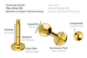 PIERCINGLINE Piercing Stecker Titan Labret - Bild 1 von 4