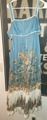 Vestido midi Zimmermann Chintz azul floral em camadas EUA tamanho 12 AU 4 Reino Unido 16 - Imagem 1 de 4